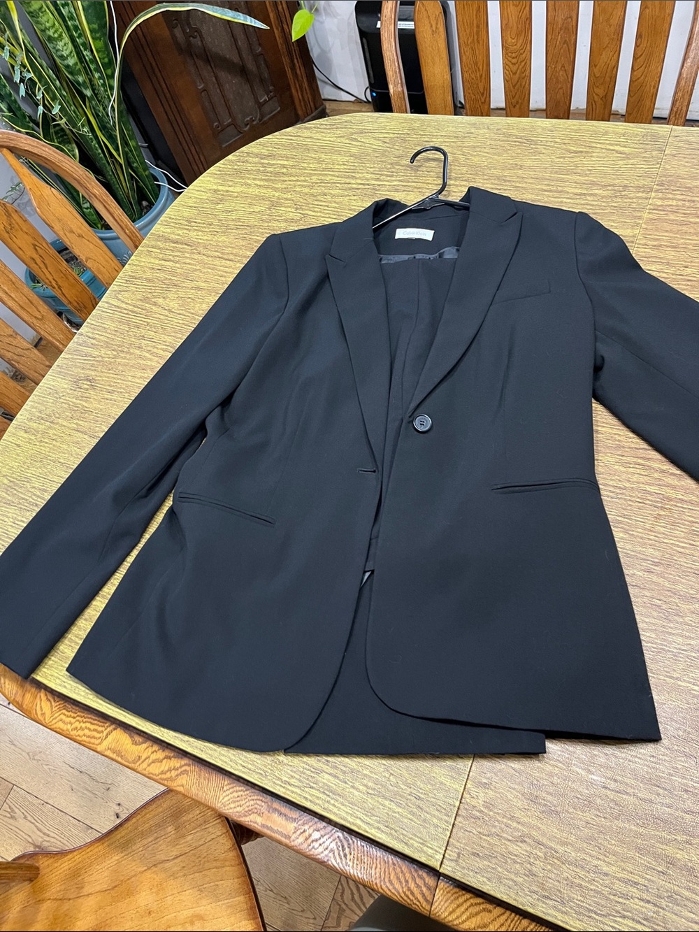 Calvin Klein Black Women's Single-Button Blazer pant suit